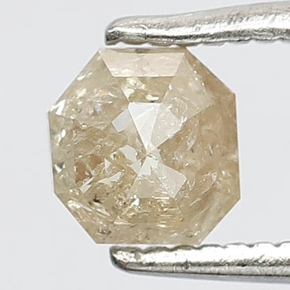 0.61 ct Asscher cut Loose Diamond, 4.60 MM Natural Yellowish Rustic Diamond