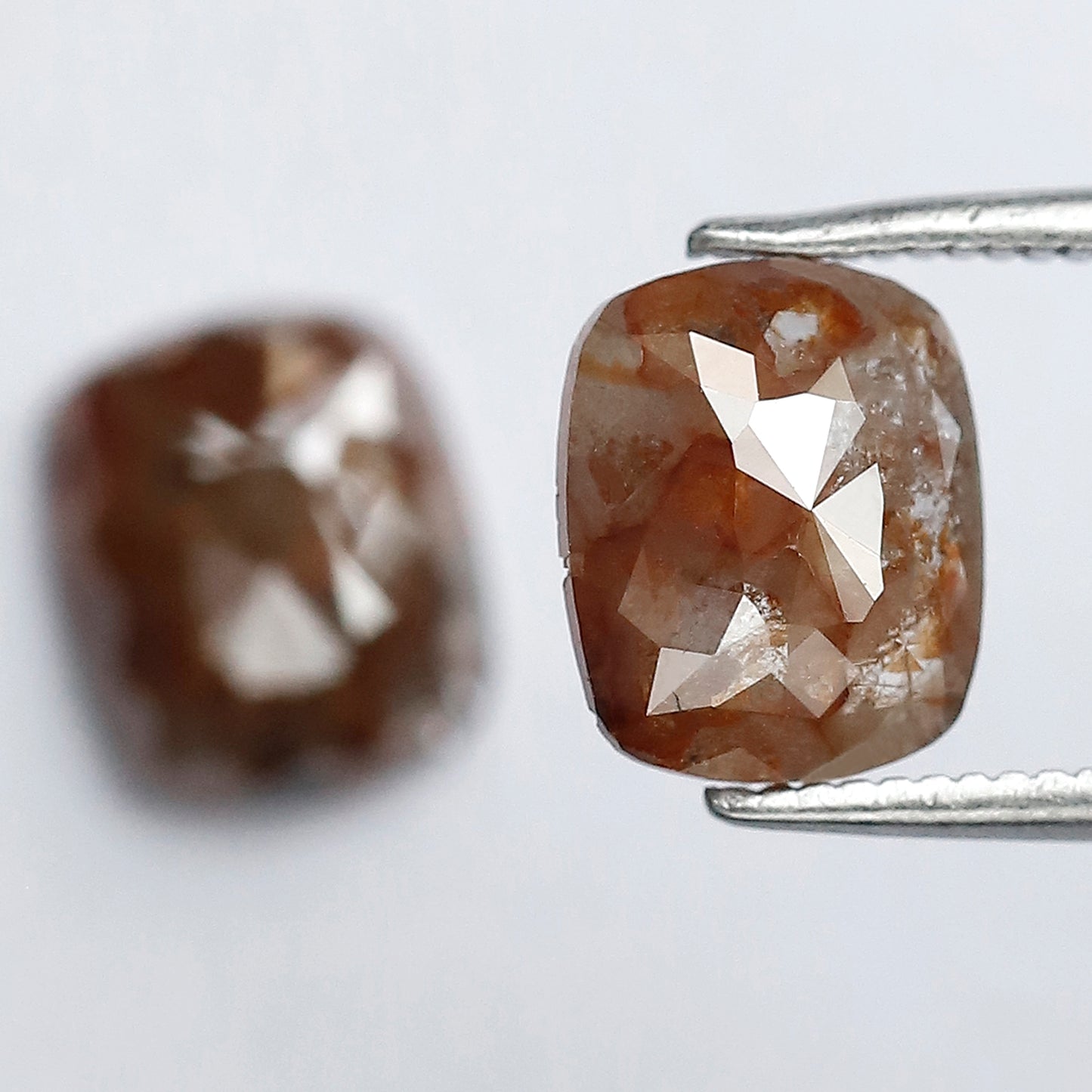 Natural Cushion Cut Rustic Loose Diamond Pair 3.09 Carat, Reddish Earth Mined Diamonds for Earrings & Jewelry Making