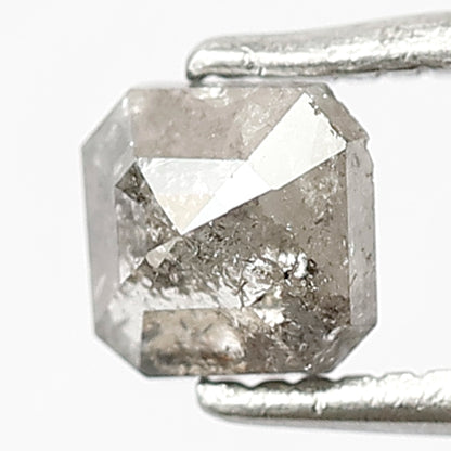 0.59 CT Square Emerald Cut Salt and Pepper Diamond, Natural Gray Black Loose Diamond, Conflict Free Engagement Stone