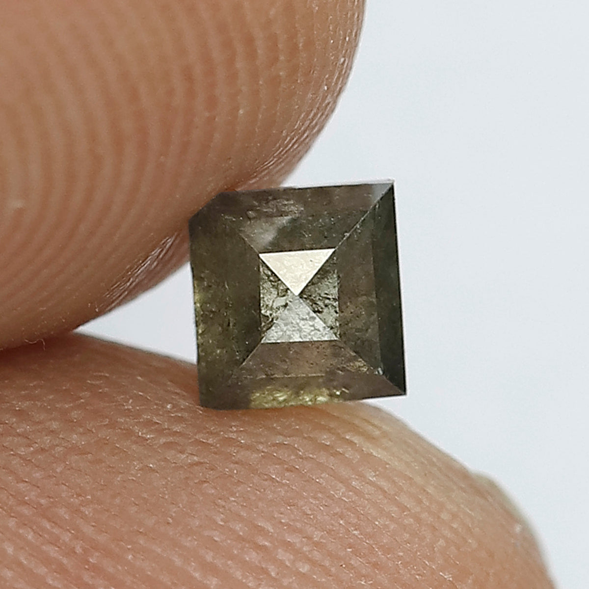 0.64 Ct Square Cut Rustic Diamond | Natural Greenish Color Loose Diamond for Ring or Jewelry