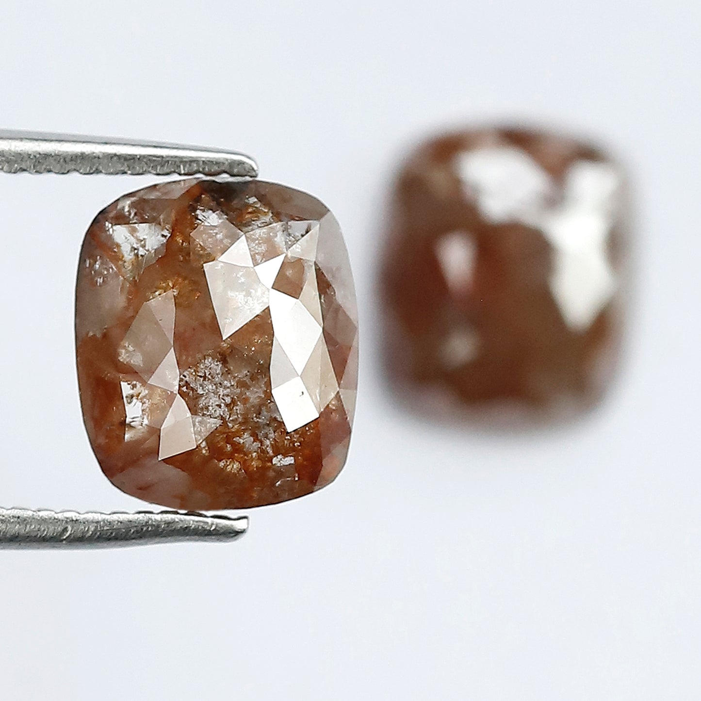 Natural Cushion Cut Rustic Loose Diamond Pair 3.09 Carat, Reddish Earth Mined Diamonds for Earrings & Jewelry Making