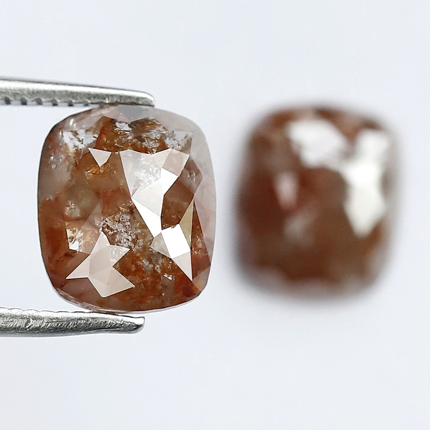 Natural Cushion Cut Rustic Loose Diamond Pair 3.09 Carat, Reddish Earth Mined Diamonds for Earrings & Jewelry Making