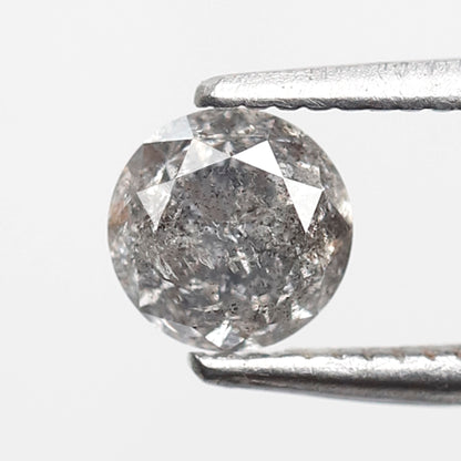 0.62 Ct Round Brilliant Salt and Pepper Diamond, Gray Black Natural Loose Diamond, 5.00 mm Conflict Free Anniversary Ring Stone
