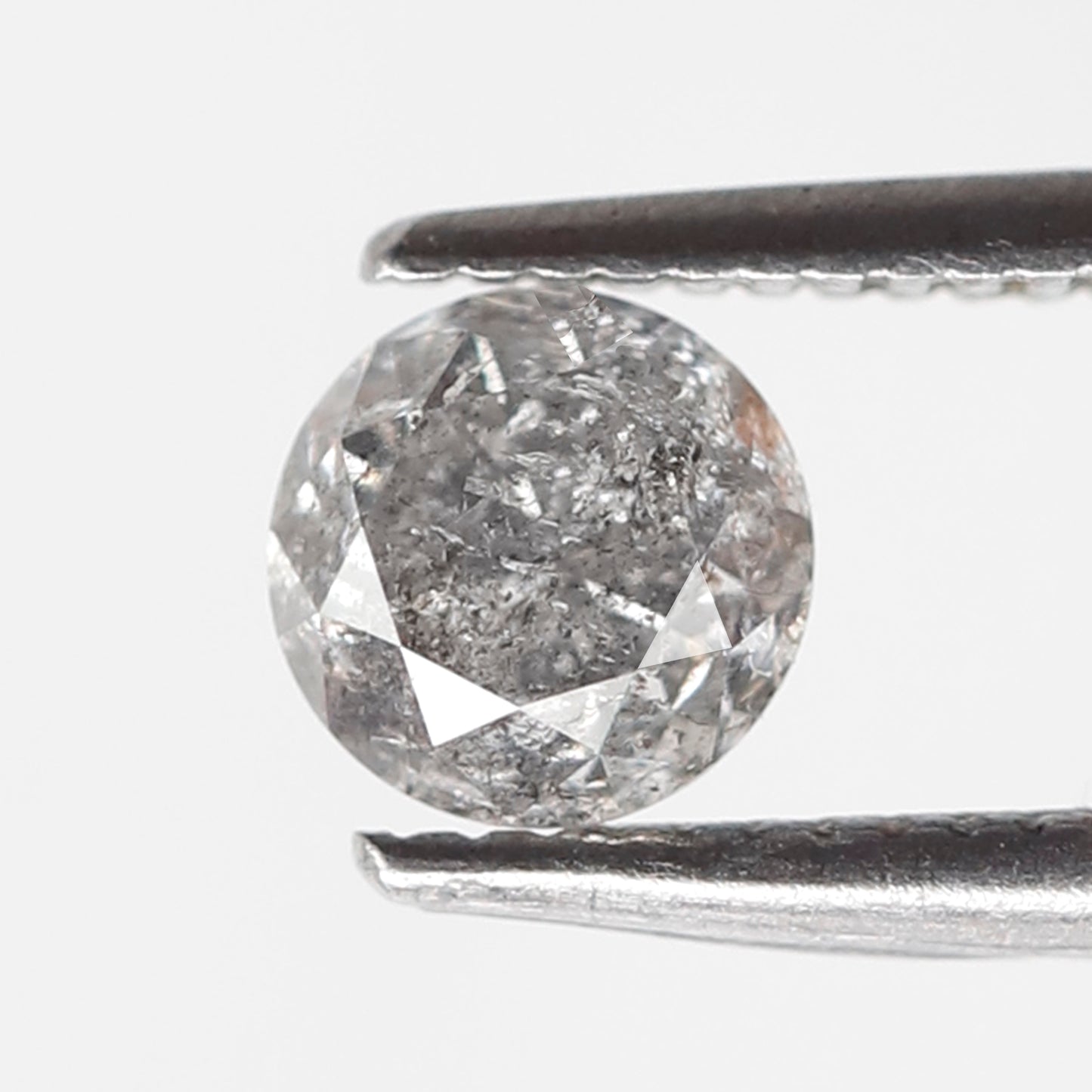 0.62 Ct Round Brilliant Salt and Pepper Diamond, Gray Black Natural Loose Diamond, 5.00 mm Conflict Free Anniversary Ring Stone