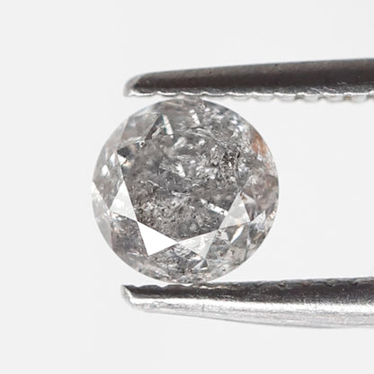0.62 Ct Round Brilliant Salt and Pepper Diamond, Gray Black Natural Loose Diamond, 5.00 mm Conflict Free Anniversary Ring Stone