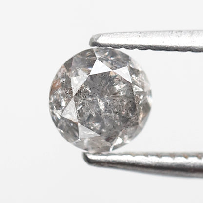 0.62 Ct Round Brilliant Salt and Pepper Diamond, Gray Black Natural Loose Diamond, 5.00 mm Conflict Free Anniversary Ring Stone