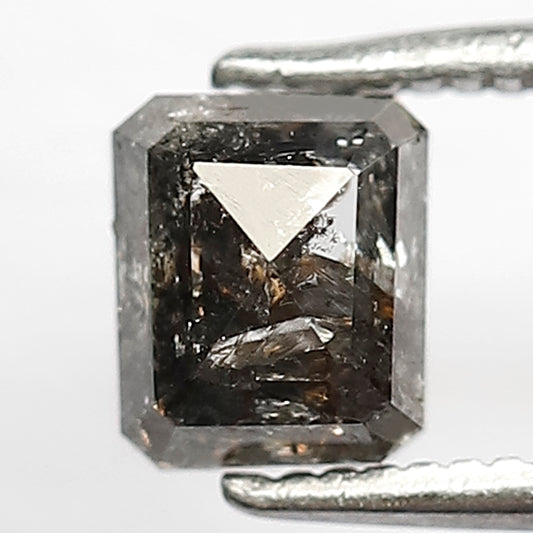 Emerald Cut 1.00 CT Salt and Pepper Diamond, Natural Gray Black 5.70 mm Loose Conflict Free Diamond for Engagement Ring Design