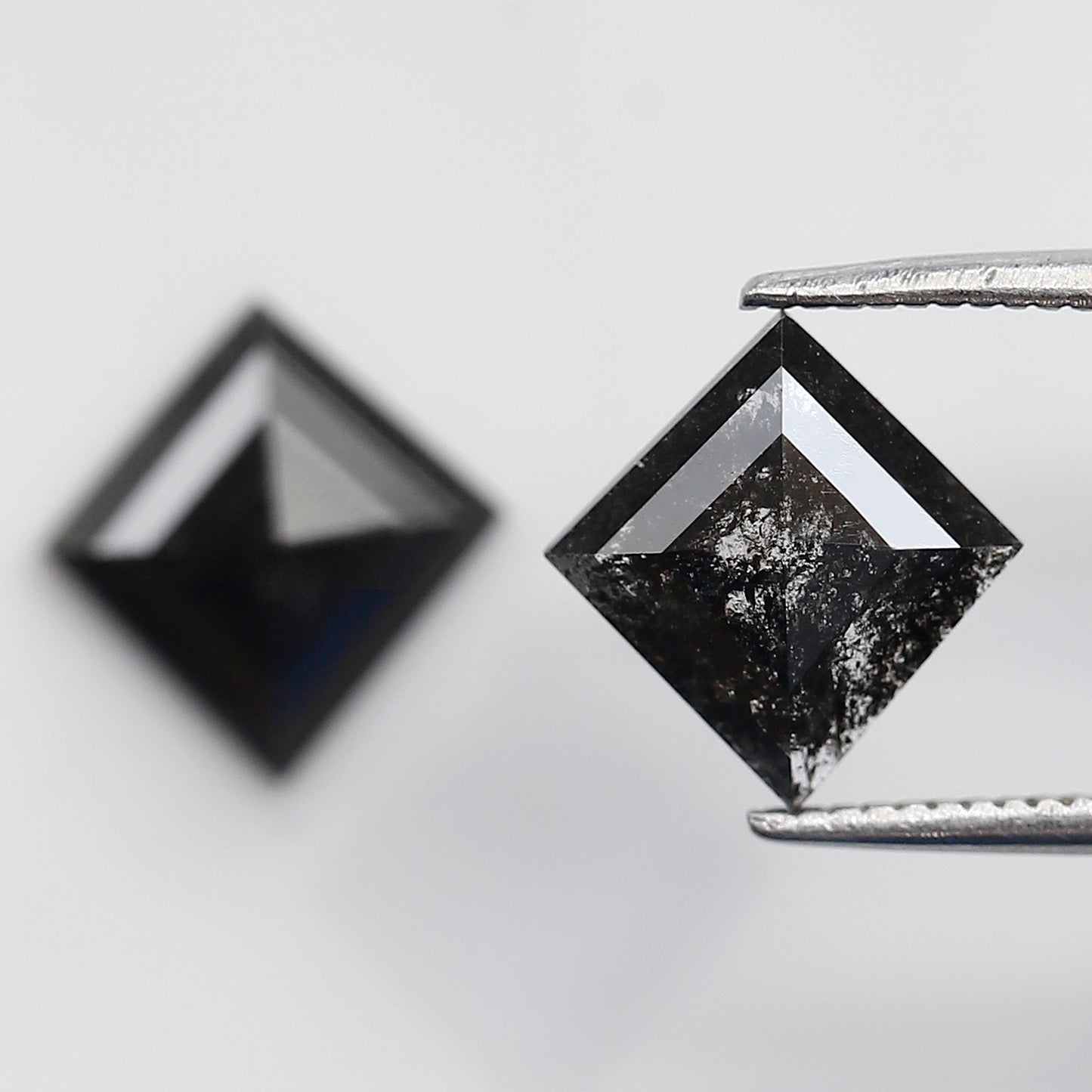 2.20 Ct Pair Of Kite Shape Salt and Pepper Diamond 9 MM Natural Loose Grey Black Color Diamond