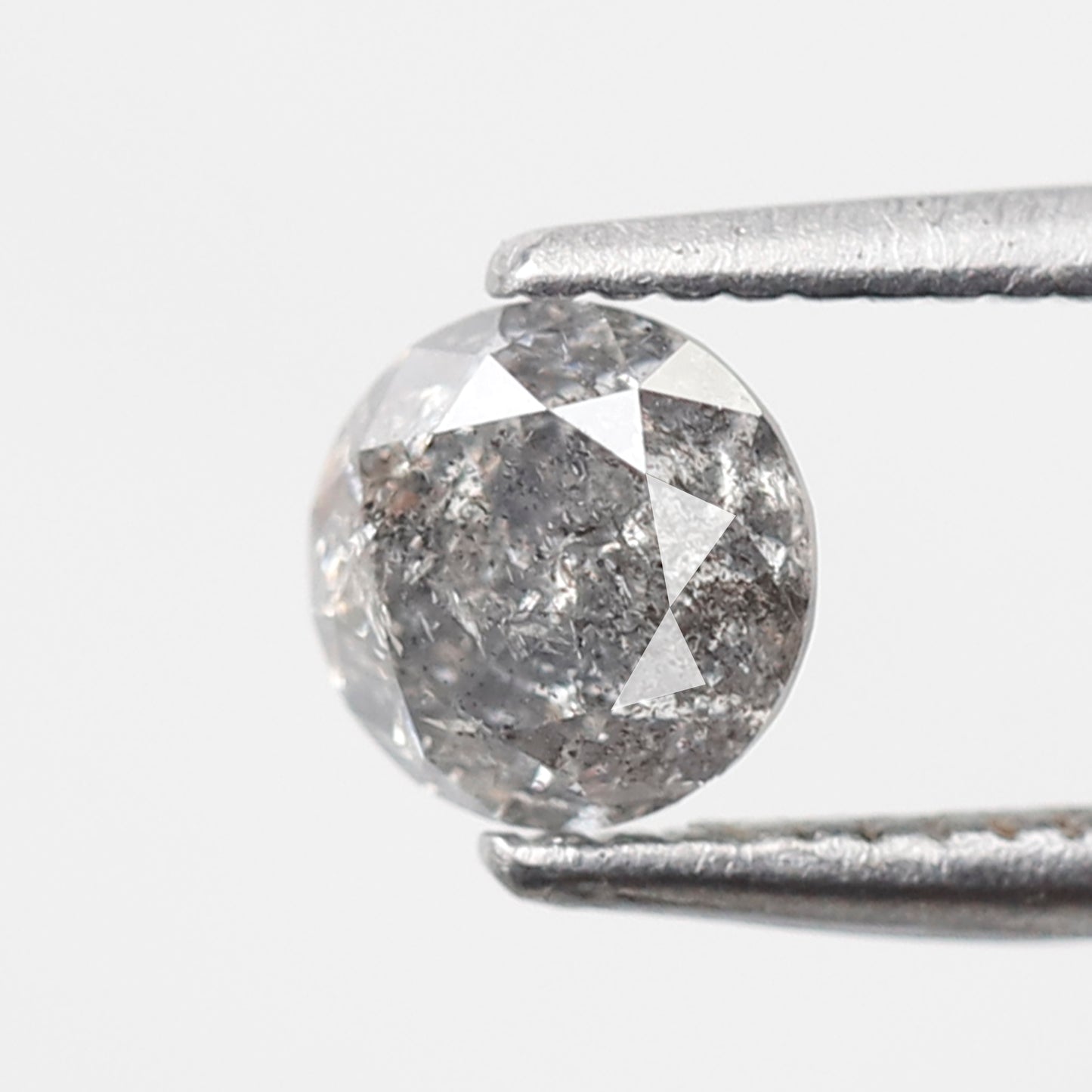 0.62 Ct Round Brilliant Salt and Pepper Diamond, Gray Black Natural Loose Diamond, 5.00 mm Conflict Free Anniversary Ring Stone