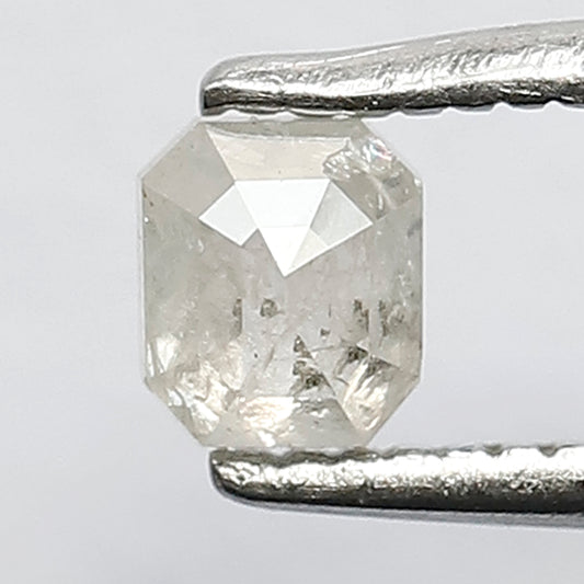 0.37 Ct Natural White Translucent Diamond | Emerald Shape Rustic Loose Diamond for Ring