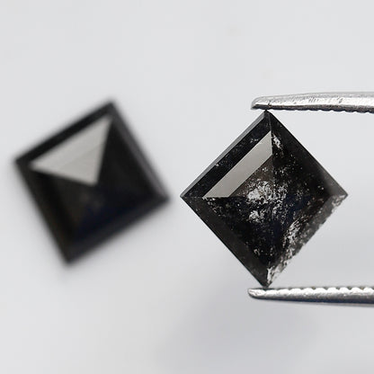 2.20 Ct Pair Of Kite Shape Salt and Pepper Diamond 9 MM Natural Loose Grey Black Color Diamond