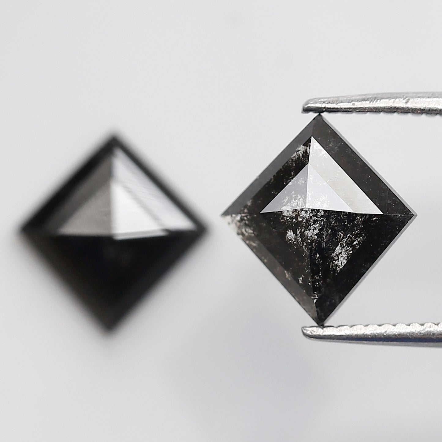 2.20 Ct Pair Of Kite Shape Salt and Pepper Diamond 9 MM Natural Loose Grey Black Color Diamond