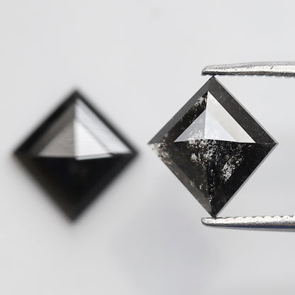 2.20 Ct Pair Of Kite Shape Salt and Pepper Diamond 9 MM Natural Loose Grey Black Color Diamond