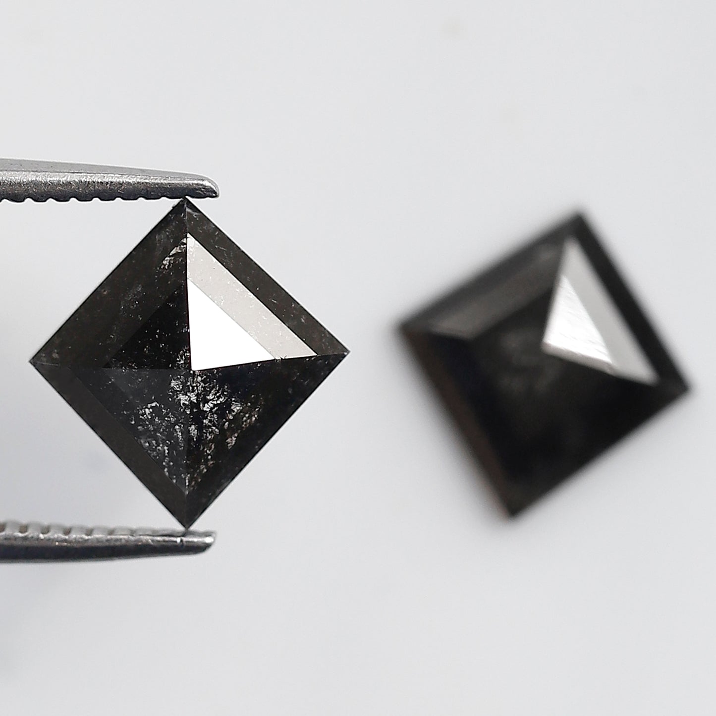 2.20 Ct Pair Of Kite Shape Salt and Pepper Diamond 9 MM Natural Loose Grey Black Color Diamond