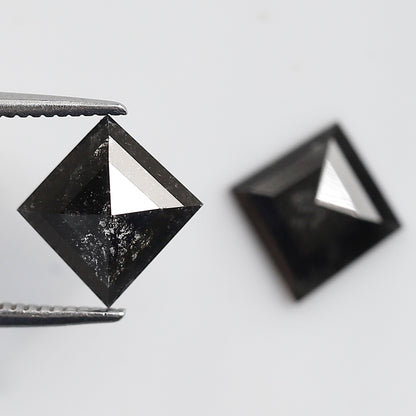 2.20 Ct Pair Of Kite Shape Salt and Pepper Diamond 9 MM Natural Loose Grey Black Color Diamond