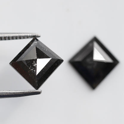 2.20 Ct Pair Of Kite Shape Salt and Pepper Diamond 9 MM Natural Loose Grey Black Color Diamond