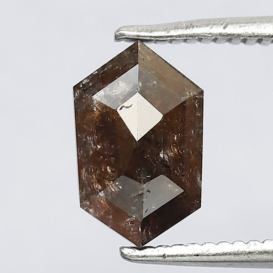 1.26 Ct Rustic Reddish Brown Diamond | 8.8 mm Elongated Hexagon Natural Loose Diamond for Pendant