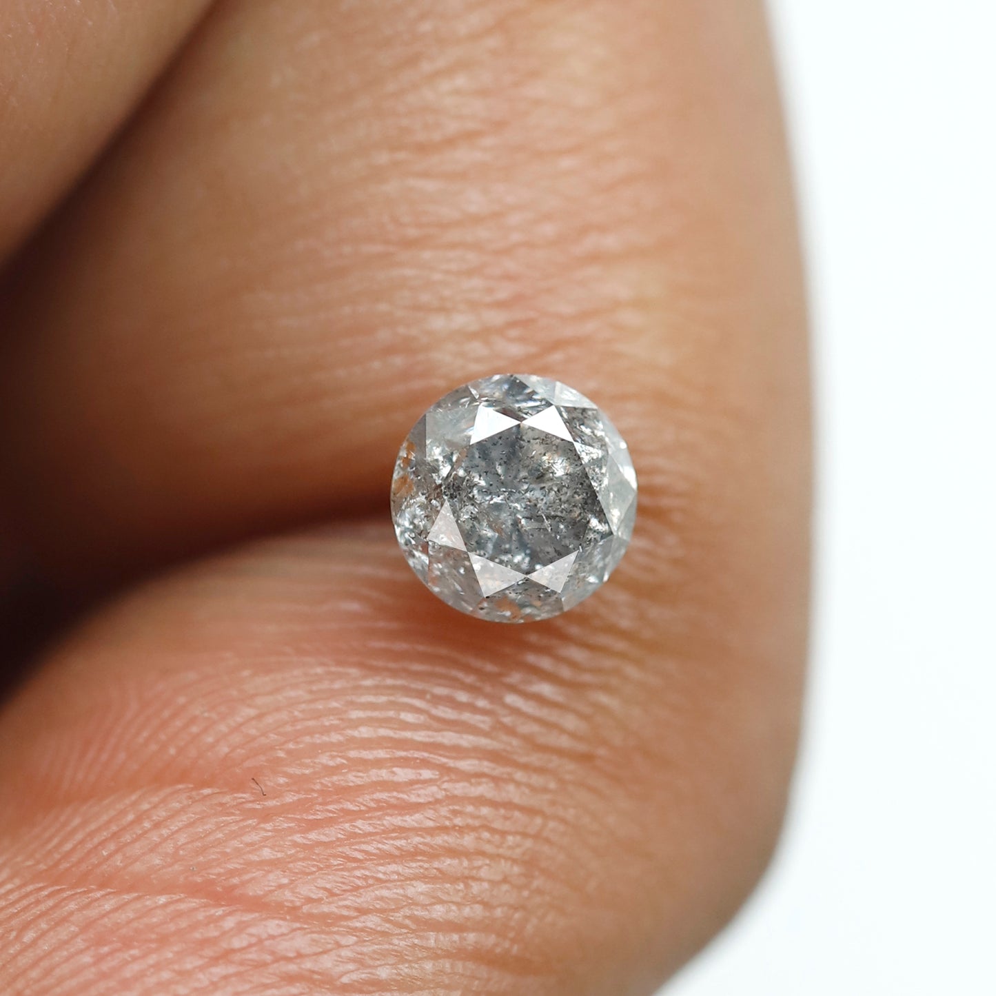 0.62 Ct Round Brilliant Salt and Pepper Diamond, Gray Black Natural Loose Diamond, 5.00 mm Conflict Free Anniversary Ring Stone