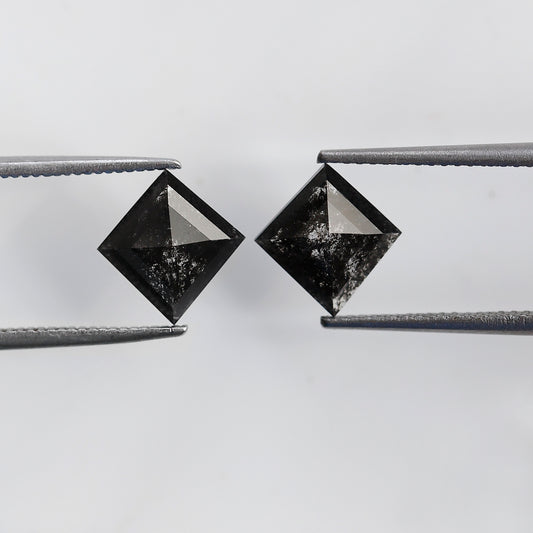 2.20 Ct Pair Of Kite Shape Salt and Pepper Diamond 9 MM Natural Loose Grey Black Color Diamond