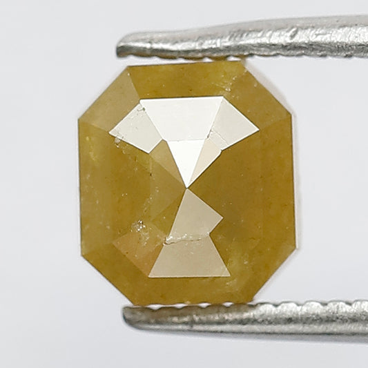 1.46 Ct Natural Yellowish Diamond | Emerald Cut 6.3 mm Rustic Loose Diamond for Jewelry