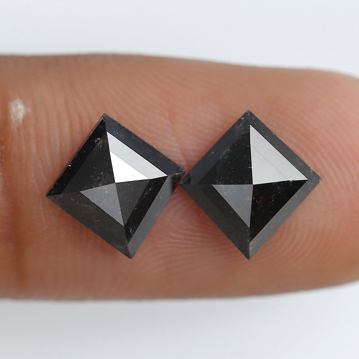 2.20 Ct Pair Of Kite Shape Salt and Pepper Diamond 9 MM Natural Loose Grey Black Color Diamond