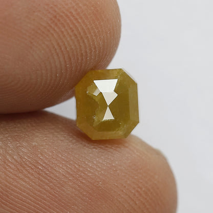 1.46 Ct Natural Yellowish Diamond | Emerald Cut 6.3 mm Rustic Loose Diamond for Jewelry