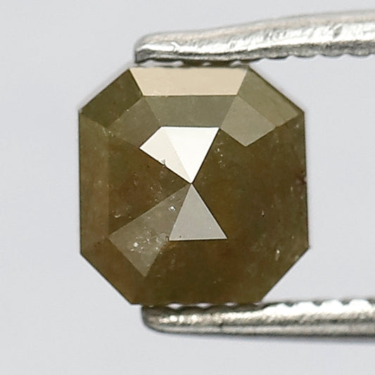 Natural 1.13 CT Emerald Shape Loose Diamond, 5.6 MM Greenish Emerald Diamond