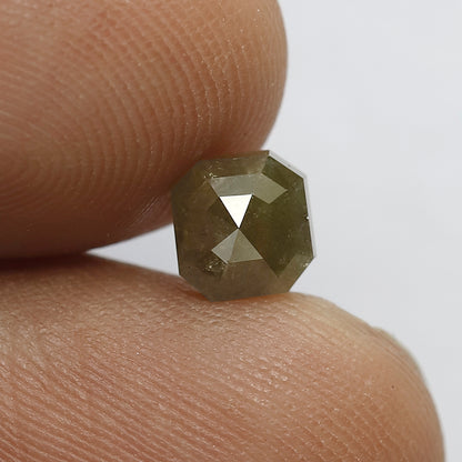 Natural 1.13 CT Emerald Shape Loose Diamond, 5.6 MM Greenish Emerald Diamond