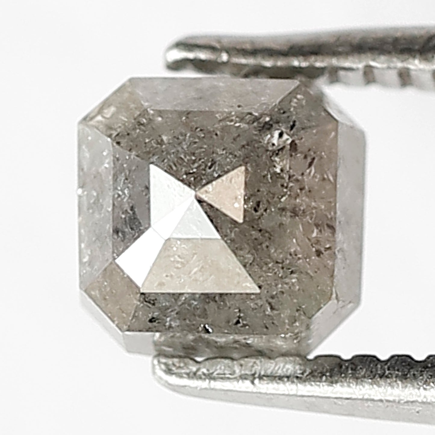 Square Emerald 1.00 CT Salt and Pepper Diamond, Natural Gray Black Ethical Loose Diamond for Custom Jewelry and Ring Making