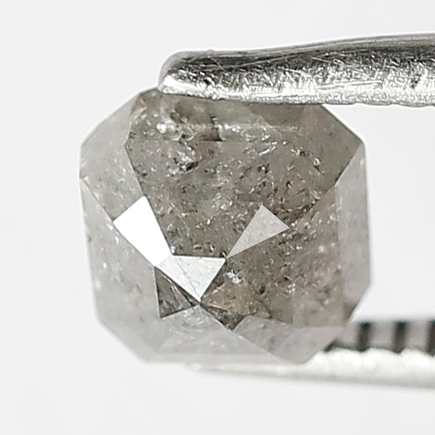 Square Emerald 1.00 CT Salt and Pepper Diamond, Natural Gray Black Ethical Loose Diamond for Custom Jewelry and Ring Making
