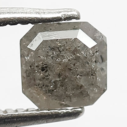 Square Emerald 1.00 CT Salt and Pepper Diamond, Natural Gray Black Ethical Loose Diamond for Custom Jewelry and Ring Making