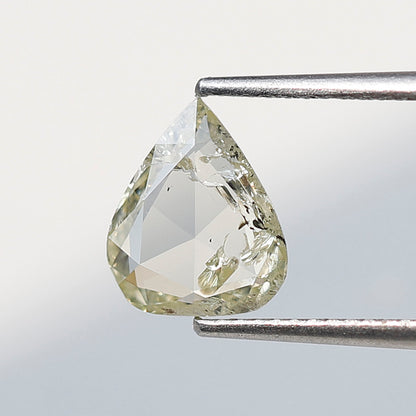 Pear Shape 1.46 Ct Rose Cut Diamond, Light Yellow Natural Diamond, Loose Stone for Custom Wedding Ring