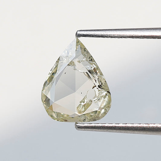 Pear Shape 1.46 Ct Rose Cut Diamond, Light Yellow Natural Diamond, Loose Stone for Custom Wedding Ring