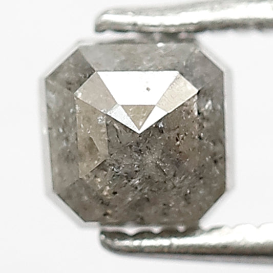 Square Emerald 1.00 CT Salt and Pepper Diamond, Natural Gray Black Ethical Loose Diamond for Custom Jewelry and Ring Making