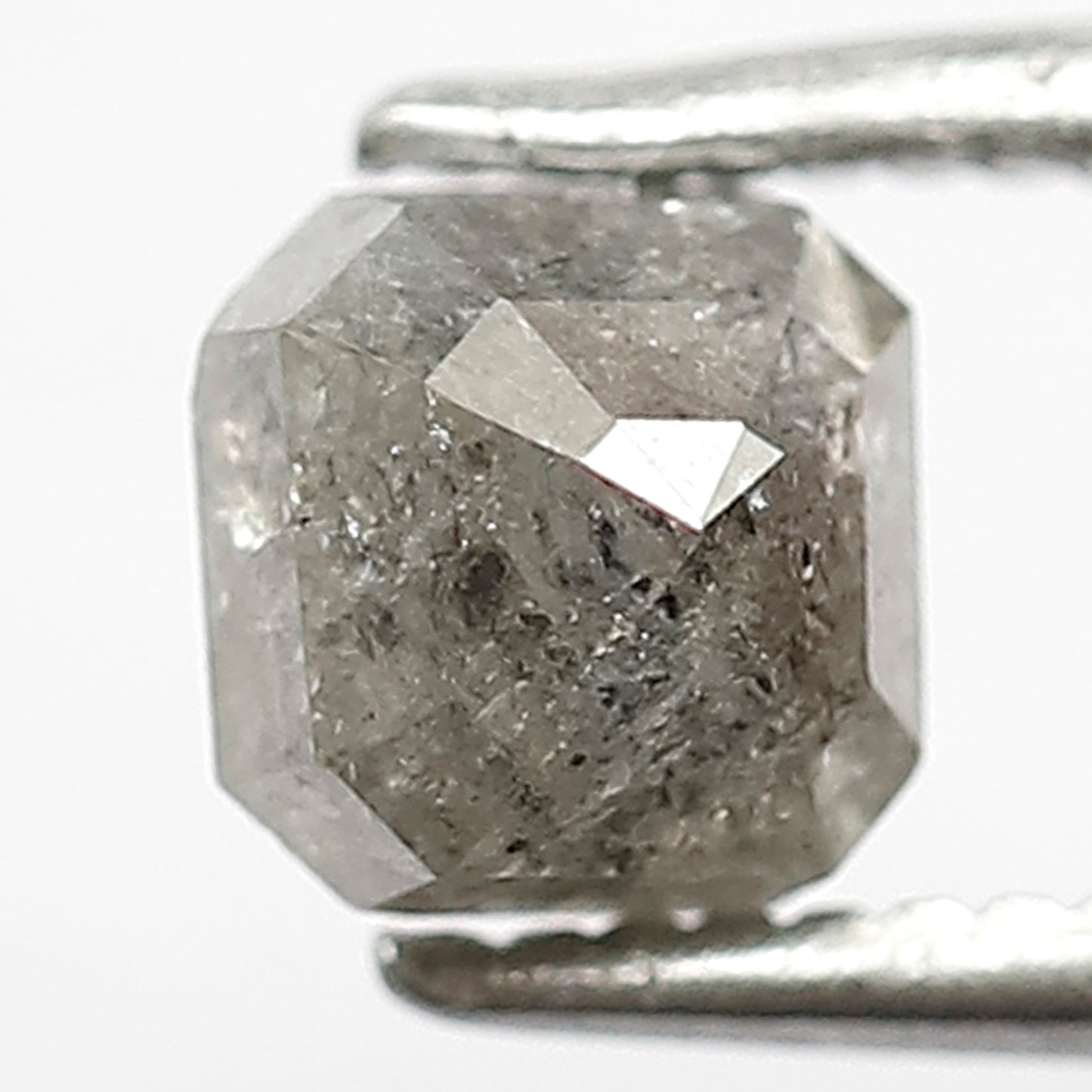 Square Emerald 1.00 CT Salt and Pepper Diamond, Natural Gray Black Ethical Loose Diamond for Custom Jewelry and Ring Making
