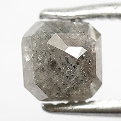 Square Emerald 1.00 CT Salt and Pepper Diamond, Natural Gray Black Ethical Loose Diamond for Custom Jewelry and Ring Making
