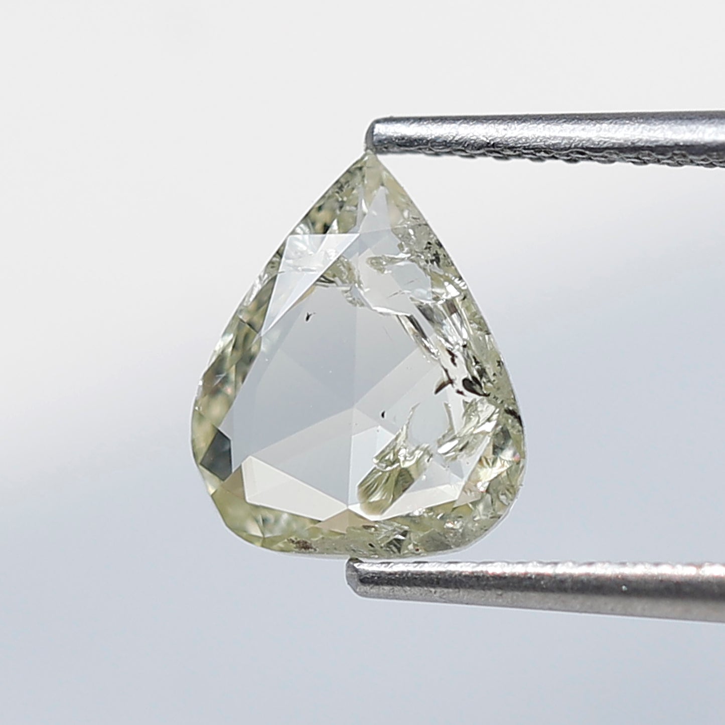 Pear Shape 1.46 Ct Rose Cut Diamond, Light Yellow Natural Diamond, Loose Stone for Custom Wedding Ring