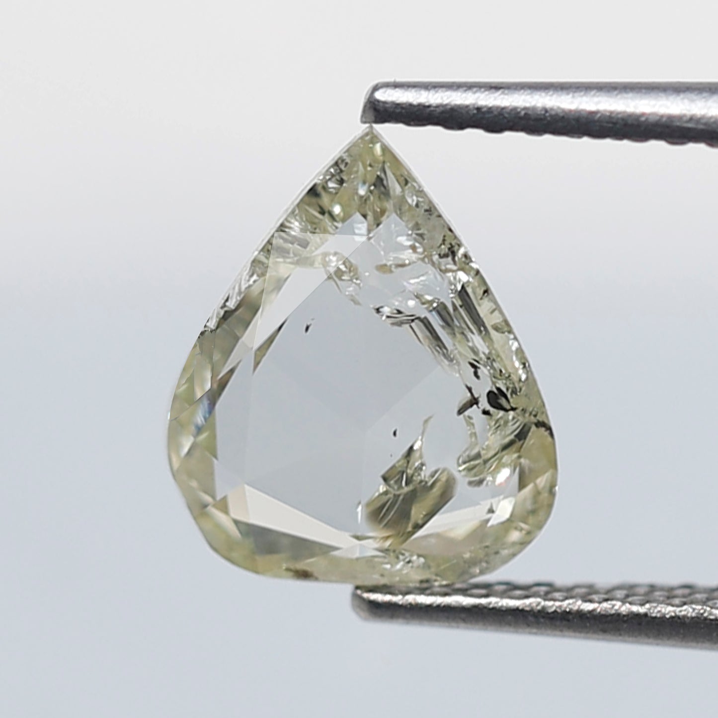 Pear Shape 1.46 Ct Rose Cut Diamond, Light Yellow Natural Diamond, Loose Stone for Custom Wedding Ring