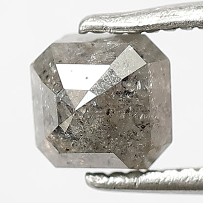 Square Emerald 1.00 CT Salt and Pepper Diamond, Natural Gray Black Ethical Loose Diamond for Custom Jewelry and Ring Making