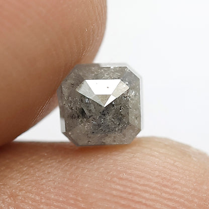 Square Emerald 1.00 CT Salt and Pepper Diamond, Natural Gray Black Ethical Loose Diamond for Custom Jewelry and Ring Making