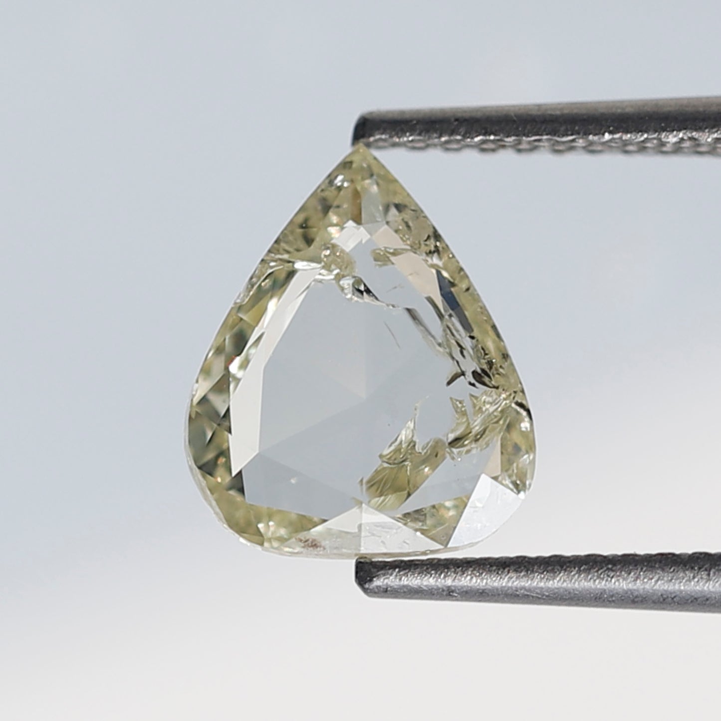 Pear Shape 1.46 Ct Rose Cut Diamond, Light Yellow Natural Diamond, Loose Stone for Custom Wedding Ring