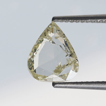Pear Shape 1.46 Ct Rose Cut Diamond, Light Yellow Natural Diamond, Loose Stone for Custom Wedding Ring