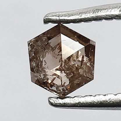 0.30 Ct Hexagon Rustic Diamond | 4.5 mm Natural Brown Loose Diamond for Custom Ring