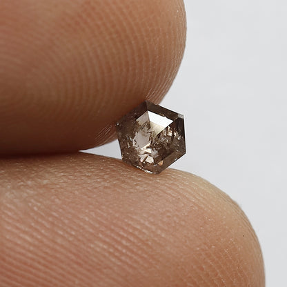 0.30 Ct Hexagon Rustic Diamond | 4.5 mm Natural Brown Loose Diamond for Custom Ring