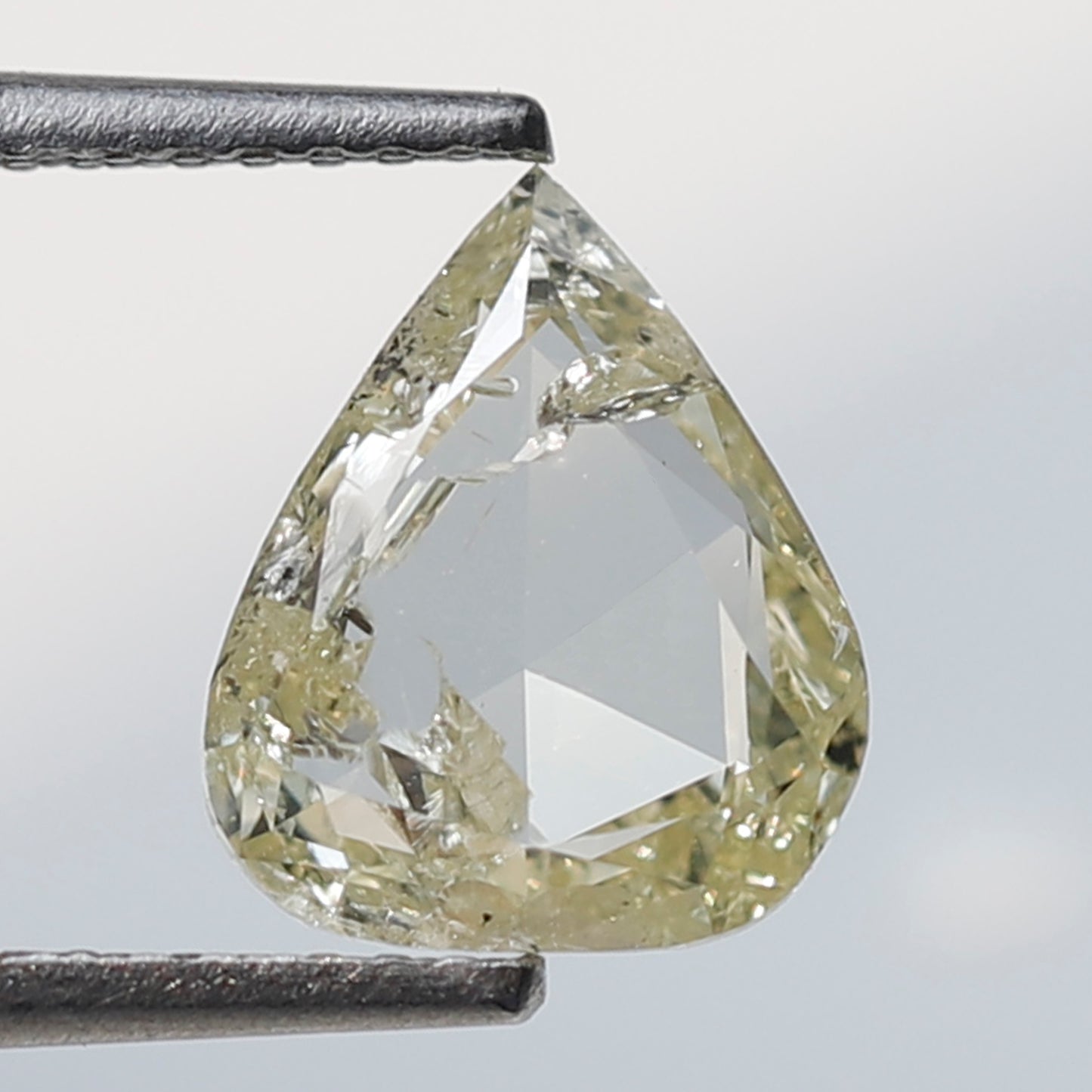 Pear Shape 1.46 Ct Rose Cut Diamond, Light Yellow Natural Diamond, Loose Stone for Custom Wedding Ring