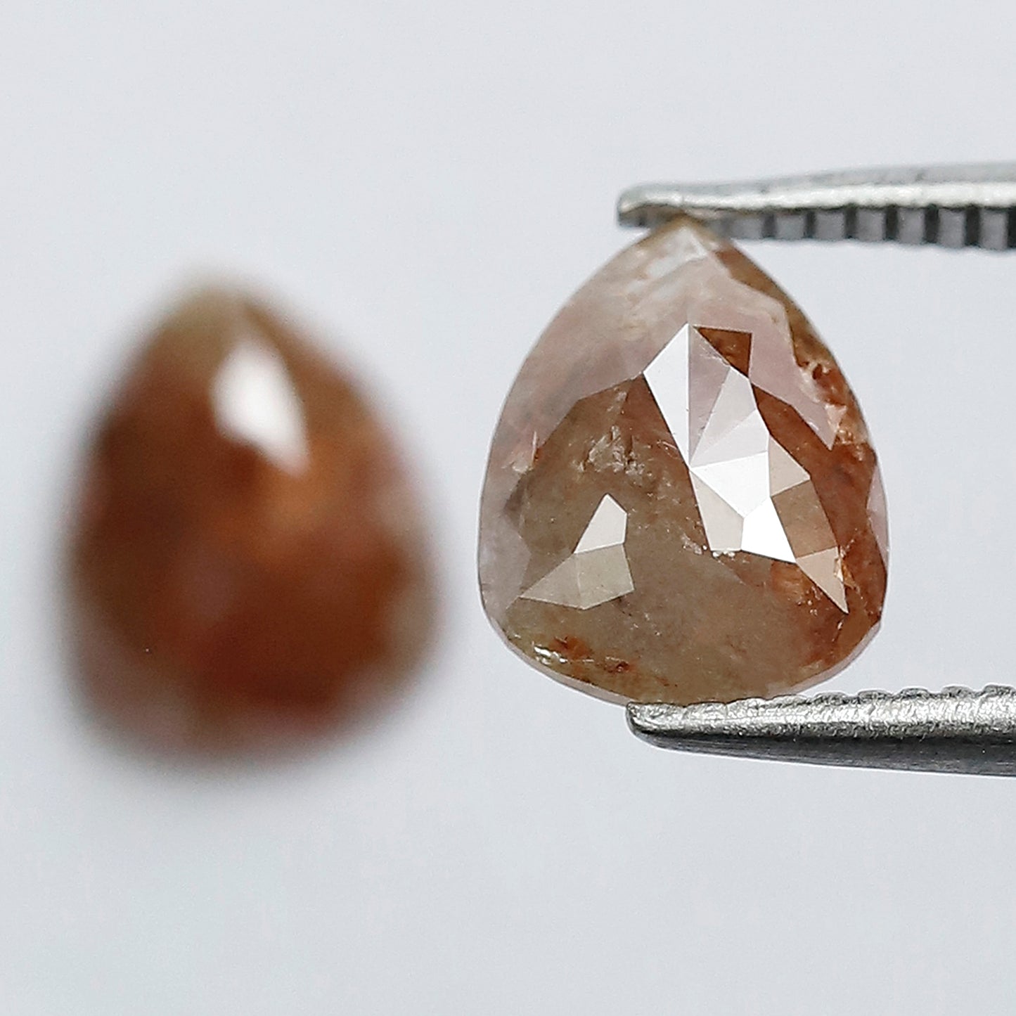 1.86 CT Pear Shape Rustic Diamond Pair, Natural Reddish Loose Diamonds for Stud Earrings