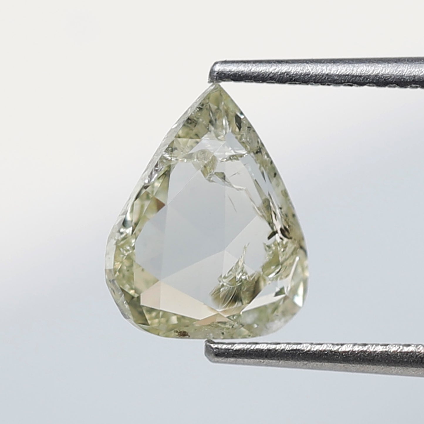 Pear Shape 1.46 Ct Rose Cut Diamond, Light Yellow Natural Diamond, Loose Stone for Custom Wedding Ring