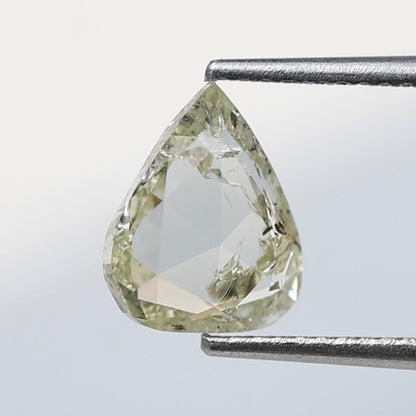 Pear Shape 1.46 Ct Rose Cut Diamond, Light Yellow Natural Diamond, Loose Stone for Custom Wedding Ring