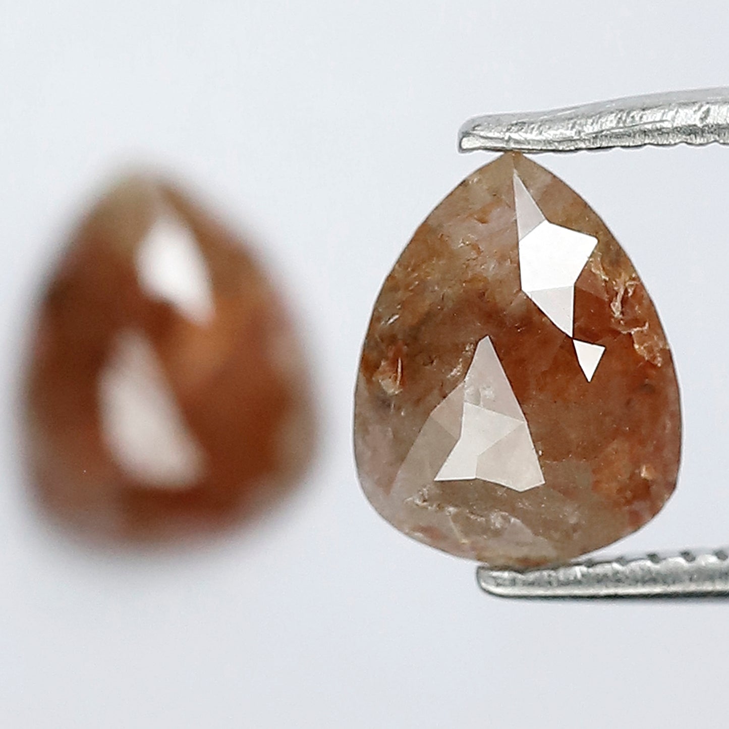 1.86 CT Pear Shape Rustic Diamond Pair, Natural Reddish Loose Diamonds for Stud Earrings