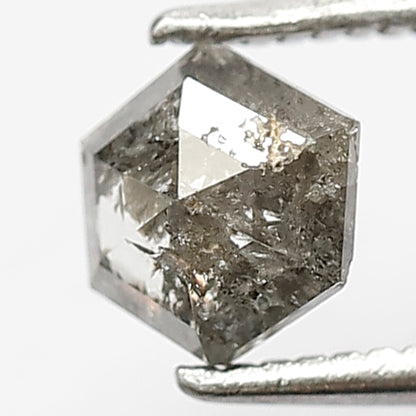 0.65 CT Hexagon Salt and Pepper Diamond, Natural Earth Mined Gray Black Diamond For Bridal Ring